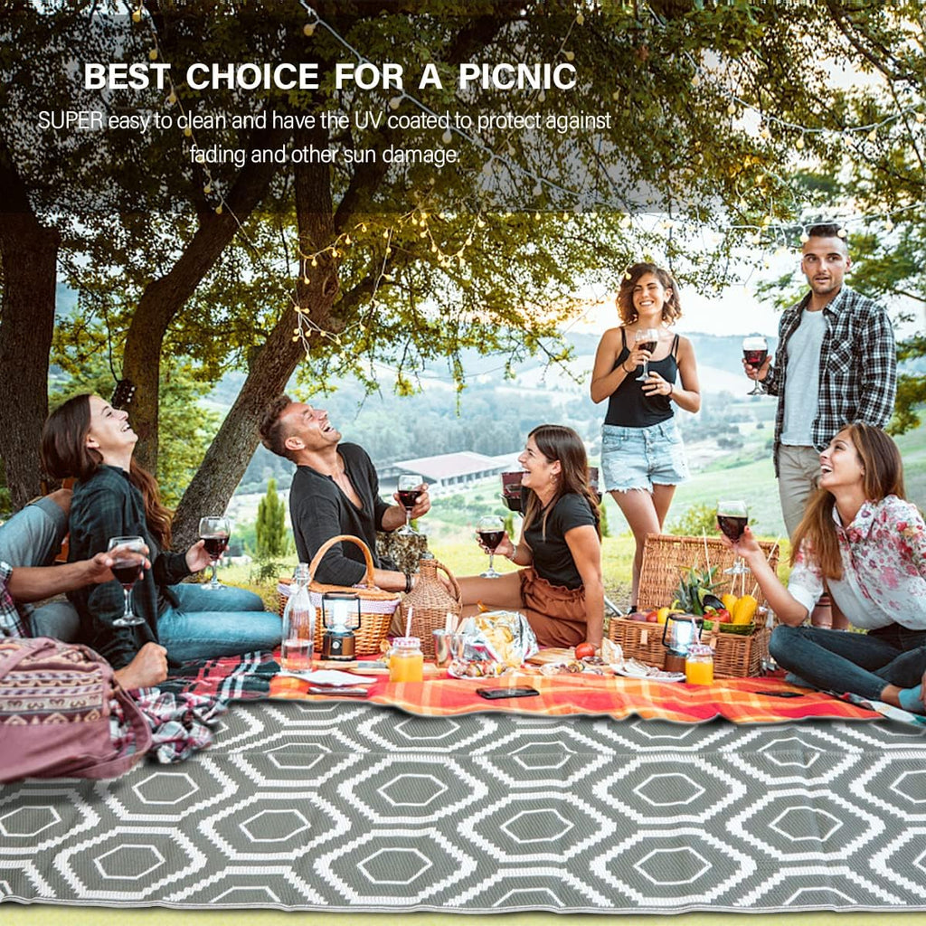 Outdoor Rug, Plastic Woven Patio Mat, Waterproof RV Camping Rug