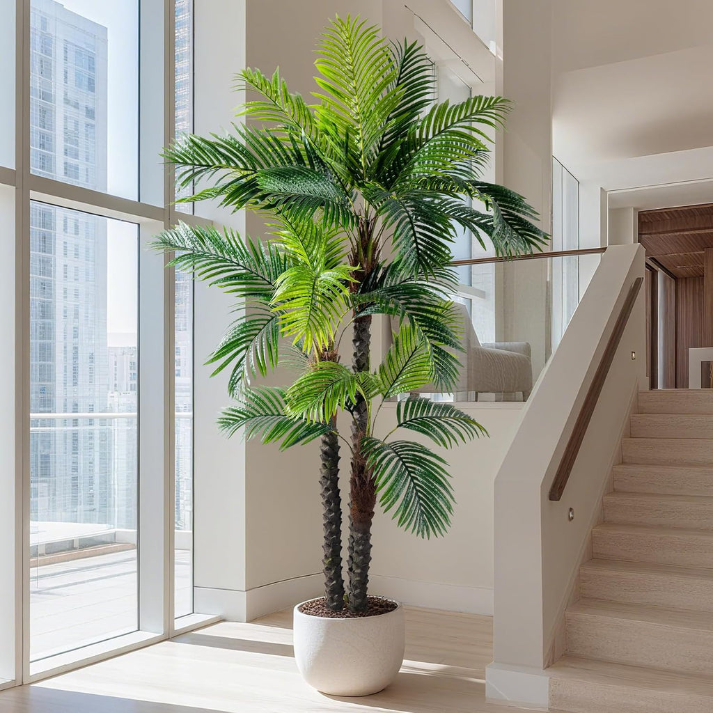 8.2FT Artificial Phoenix Palm Tree Artificial Plants Indoor Outdoor Large Faux Coconut Silk Palm Tree Tropical Fake