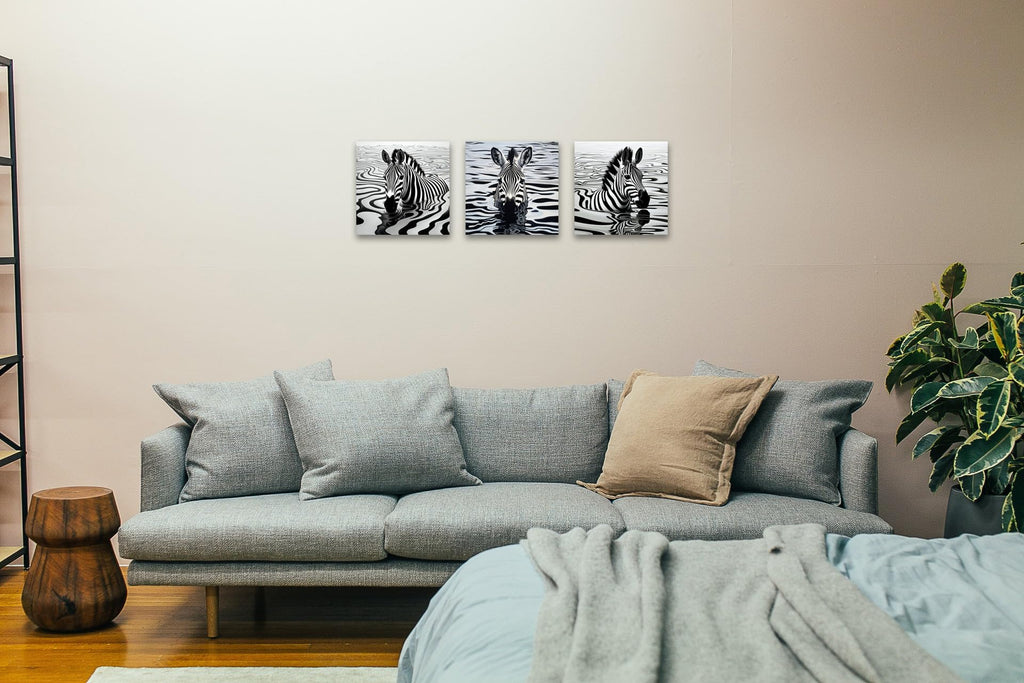 Black and White Zebra Canvas Wall Art Abstract Stripe Art Painting Psychedelic Pictures on Canvas Decorations Living