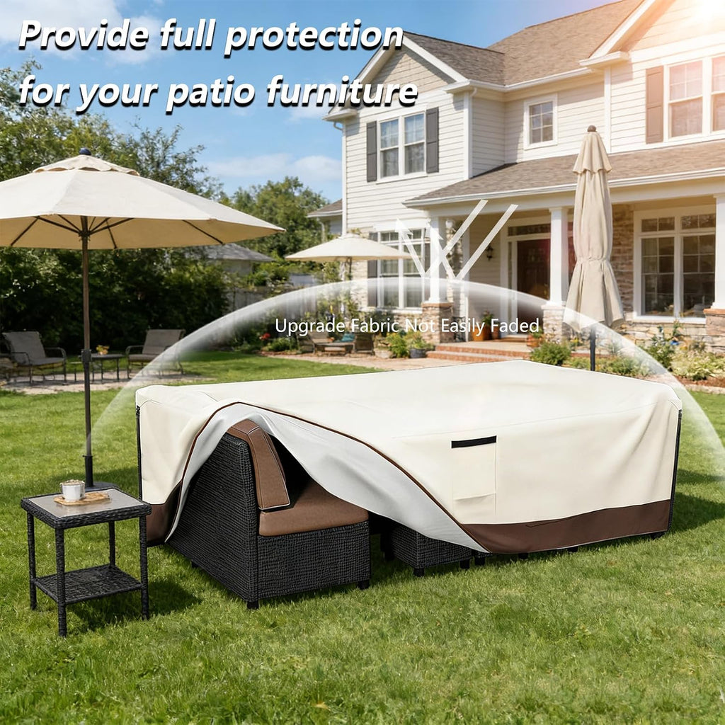 Patio Furniture Covers Waterproof,600D Heavy Duty Patio Cover for 6/7/8 PCS Sets Sectional Sofa Couch Dining Rocking