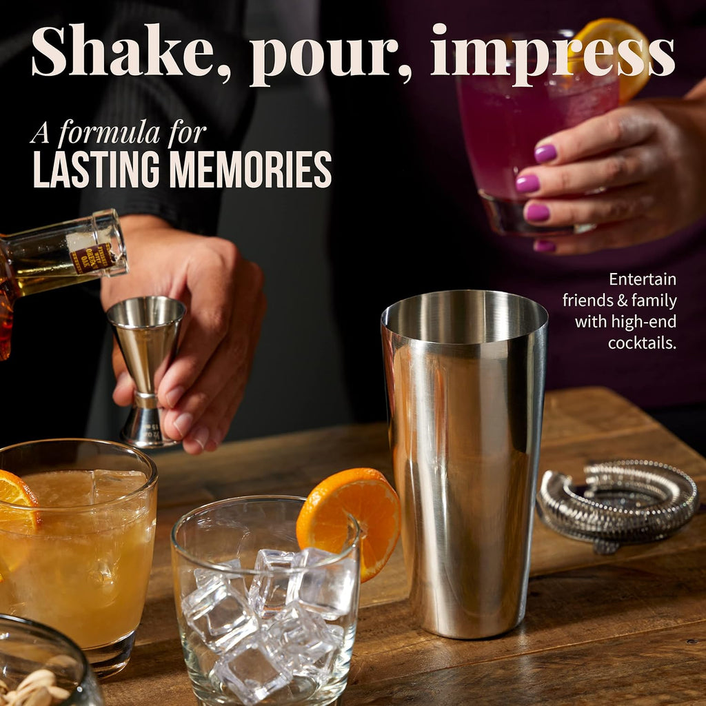 Bartender Kit - Set Including Stainless Steel Cocktail Making with Bar Stand & Boston Shaker - Set of 13