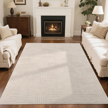Soft Cozy Fluffy Arch Pattern High-Low Pile Area Rugs Large Non Slip Washable Modern Geometric Rug Scandinavian