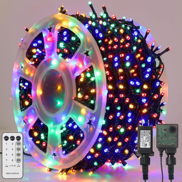 1000LED Christmas Lights, Extra Long 328FT Xmas Green Wire Fairy String Lights Plug in Outdoor, Remote Control & 8