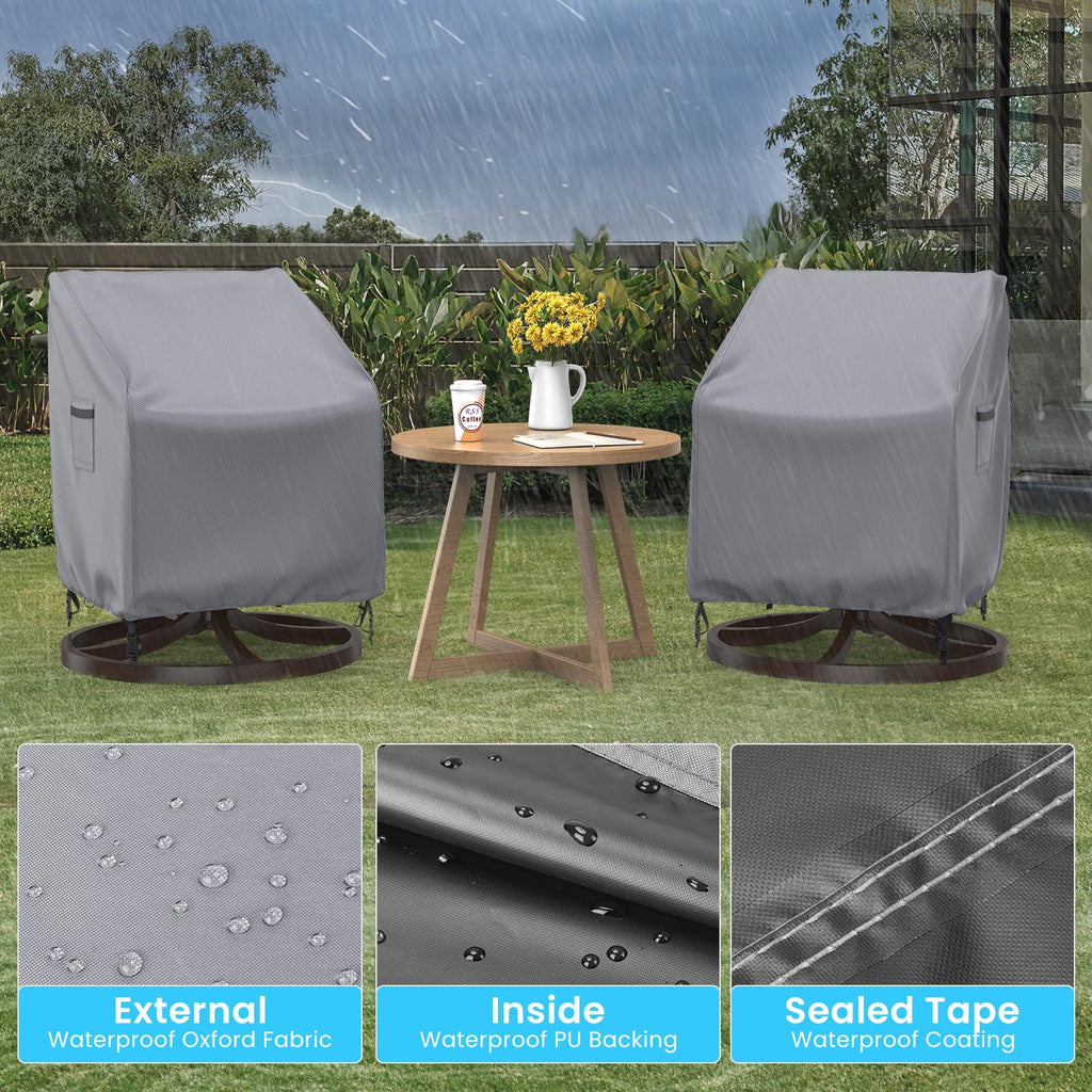 Swivel, 2 Pack Waterproof Outdoor Rocking Chair Covers, Lawn Patio Furniture Covers, Heavy Duty Lounge Chair Cover