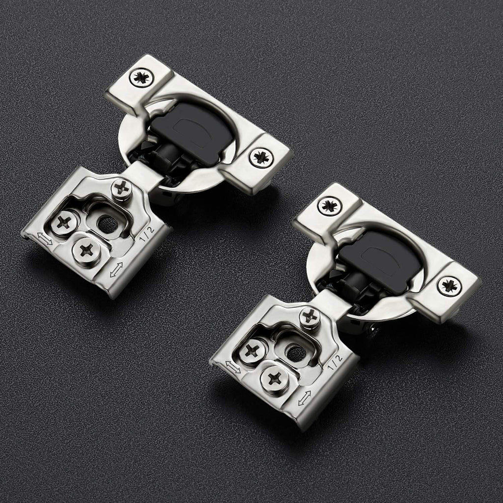 10 Pack 5 Pairs 1/2 inch Overlay Soft Close Hinges Hinges Satin Nickel Hidden Hinges Stainless Steel Concealed Hinge