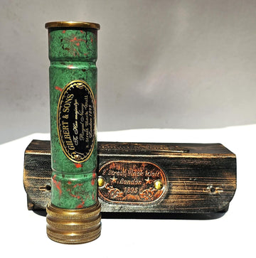 Handmade Heavy Brass 6 Inches Kaleidoscope with Beautiful Patina Work, Best Birthday Gift for Children