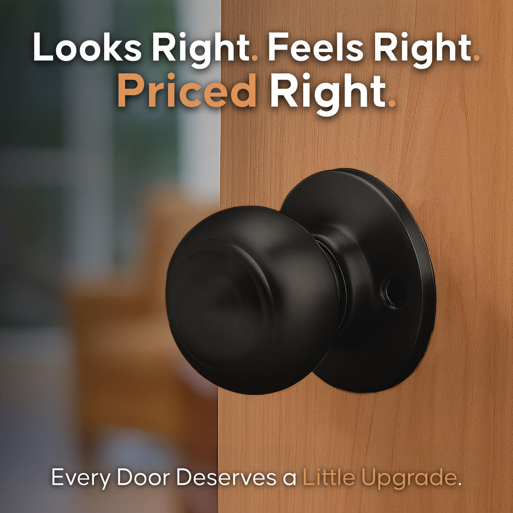 Creek Colonial Passage Interior Door Knob - ANSI Grade-3 Certified, Modern Heavy Duty Handle, Easy Install and