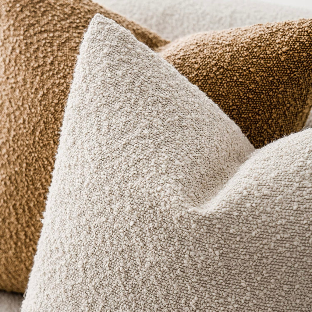 Decorative Textured Boucle Throw Pillow Covers Accent Solid Pillow Cases Neutral Long Body Lumbar Couch Cushion Case