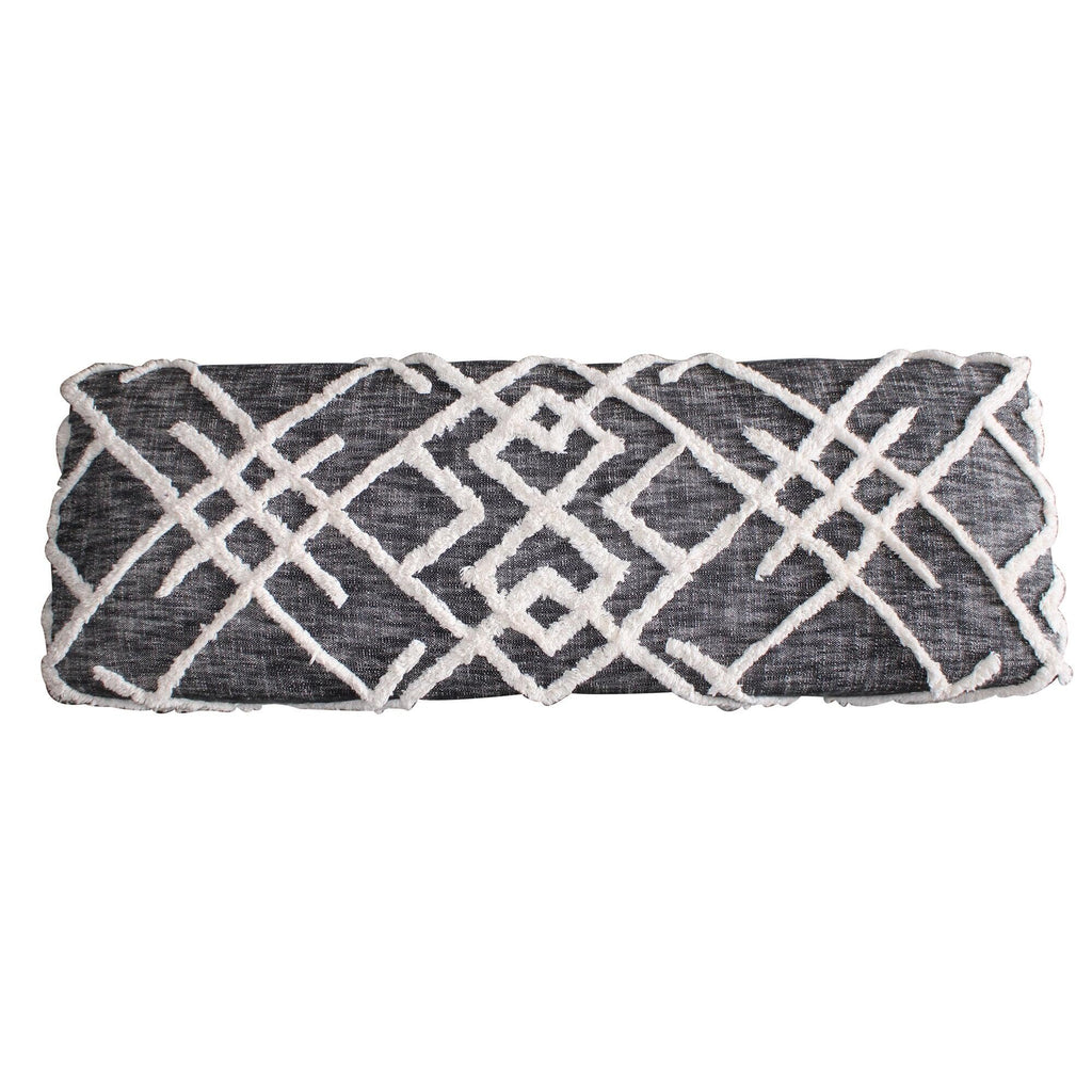 LR Home Black/White Farmhouse Striped Accent Bench | Upholstered Seating, or Entryway | 47" D x 16" W x 18" H