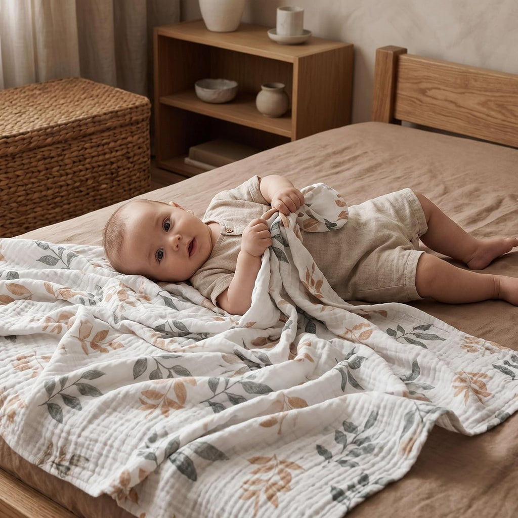 Muslin Swaddle Blankets, 3 Pack Breathable Soft Receiving Blanket, Large 38 x 40 inches Swaddle Wrap