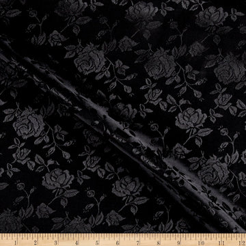 Rose Satin Black, Fabric by the Yard