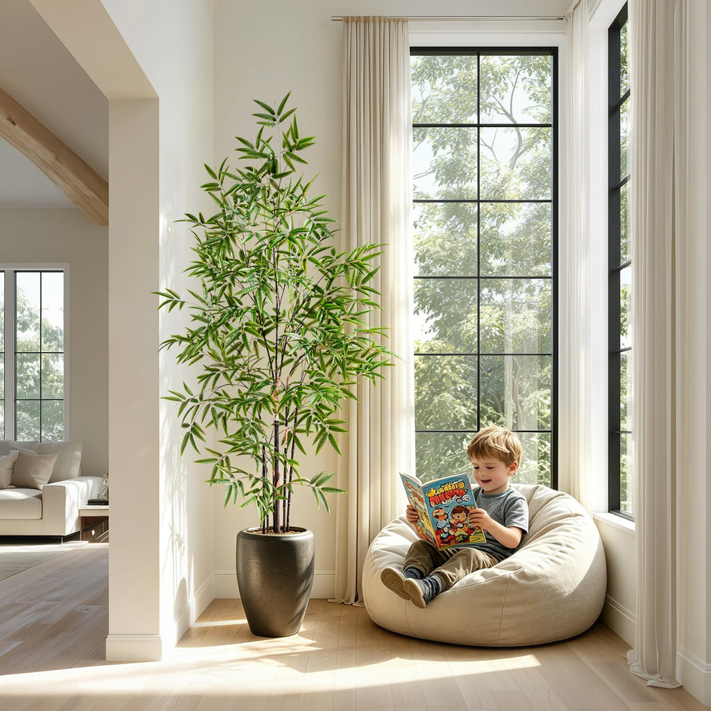 Large Artificial Bamboo Trees Tall Faux Plastic Silk Plants Indoor Outdoor Realistic Floor Plant Potted Fake Bamboo