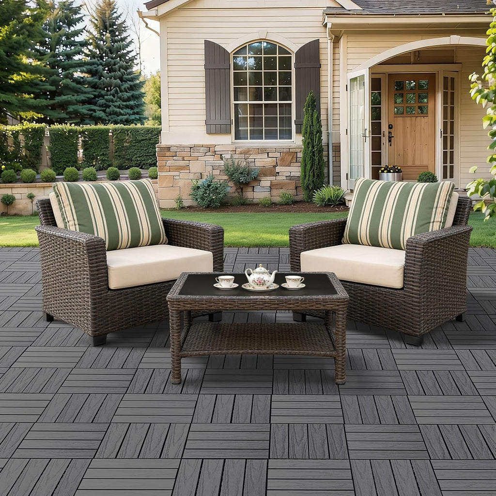 9 Pack Deck Tiles, 12''X 12'' Interlocking Deck Tiles All Weather Patio Flooring Outdoor Waterproof for Balcony Porch