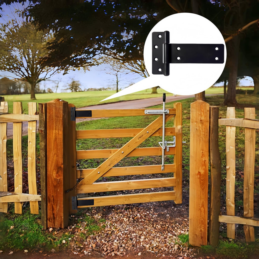 5 in T-Strap Heavy Duty Gate Hinges, 260 Lbs Capacity Black Shed Door Hinges, 4 Pack Heavy Duty Gate Hinge, Wrought