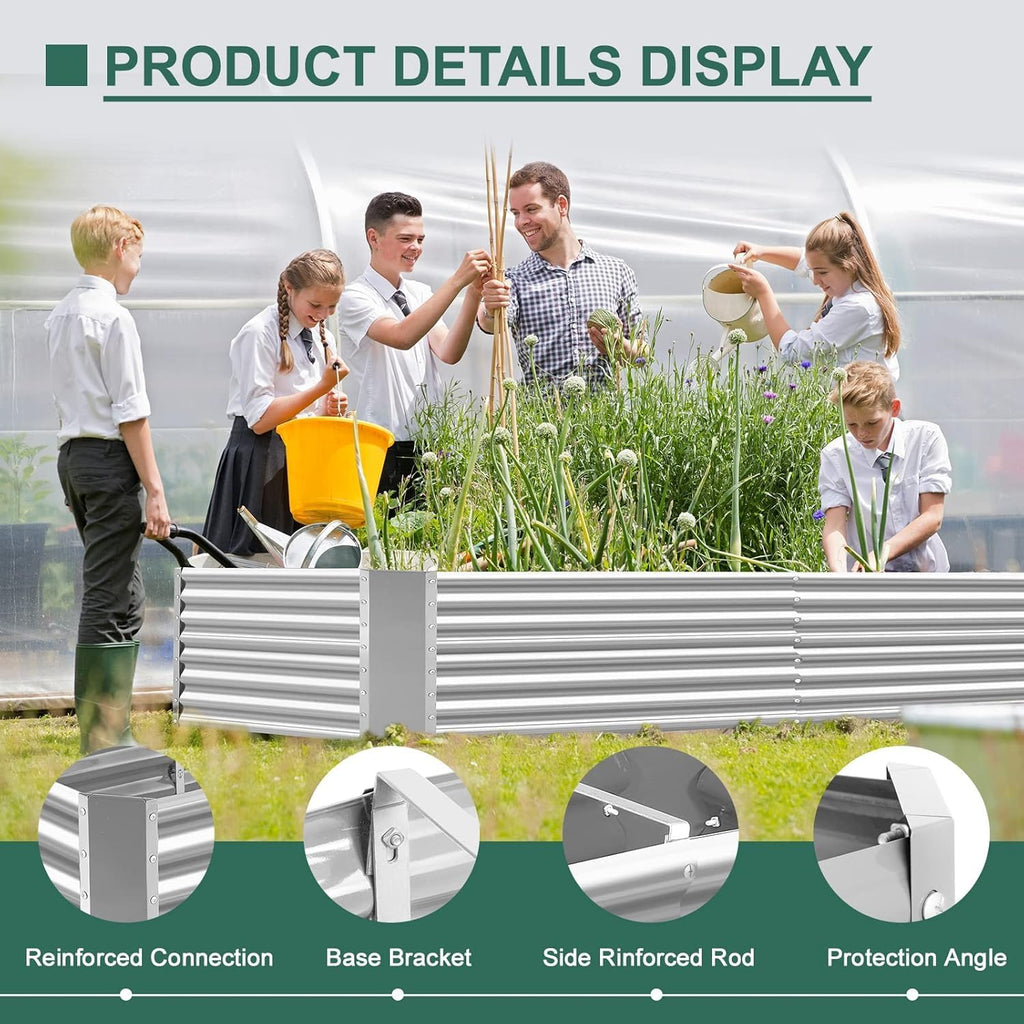 2 Pack 6×3×2 ft Galvanized Metal Raised Garden Bed, 2FT Deep Root Elevated Planter Box Steel Large Vegetable Flower