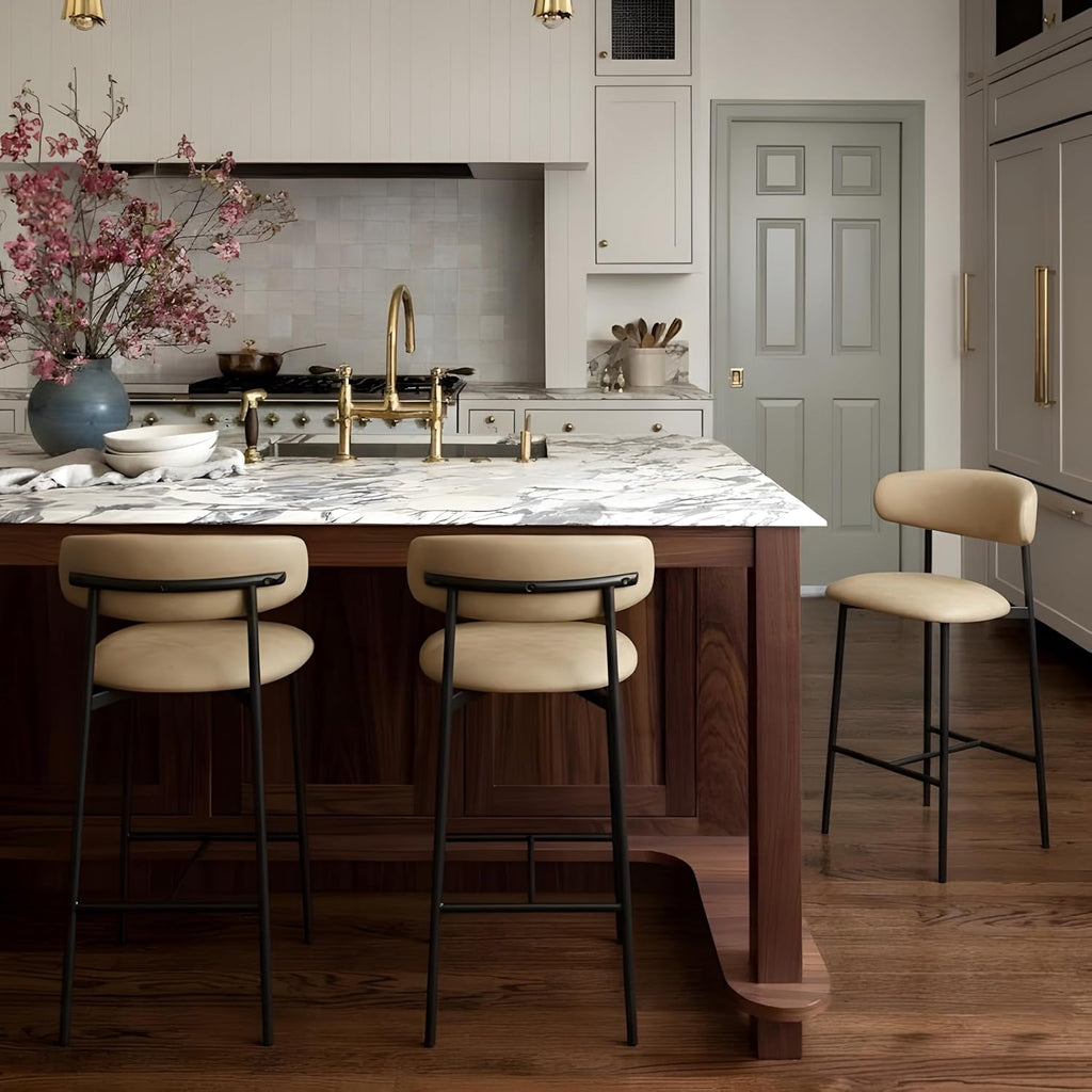 996Tan-C Lupita Collection Modern | Contemporary Counter Stool with Soft Tan Vegan Leather, Matte Black Metal Frame