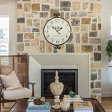 Farmhouse Wall Clock, 17H×13.4D Inch, Wrought Iron Frame with Warm Gray Finish