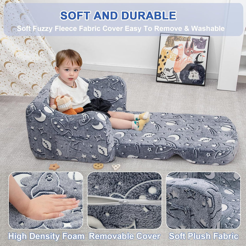 Comfy Kids Sofa Chair, in-1 Fold Out Couch with Blanket