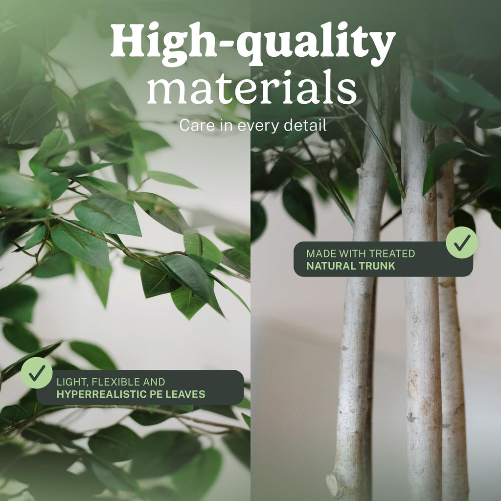 7ft Artificial Ficus Tree Plant - Realistic Fake Indoor Plants