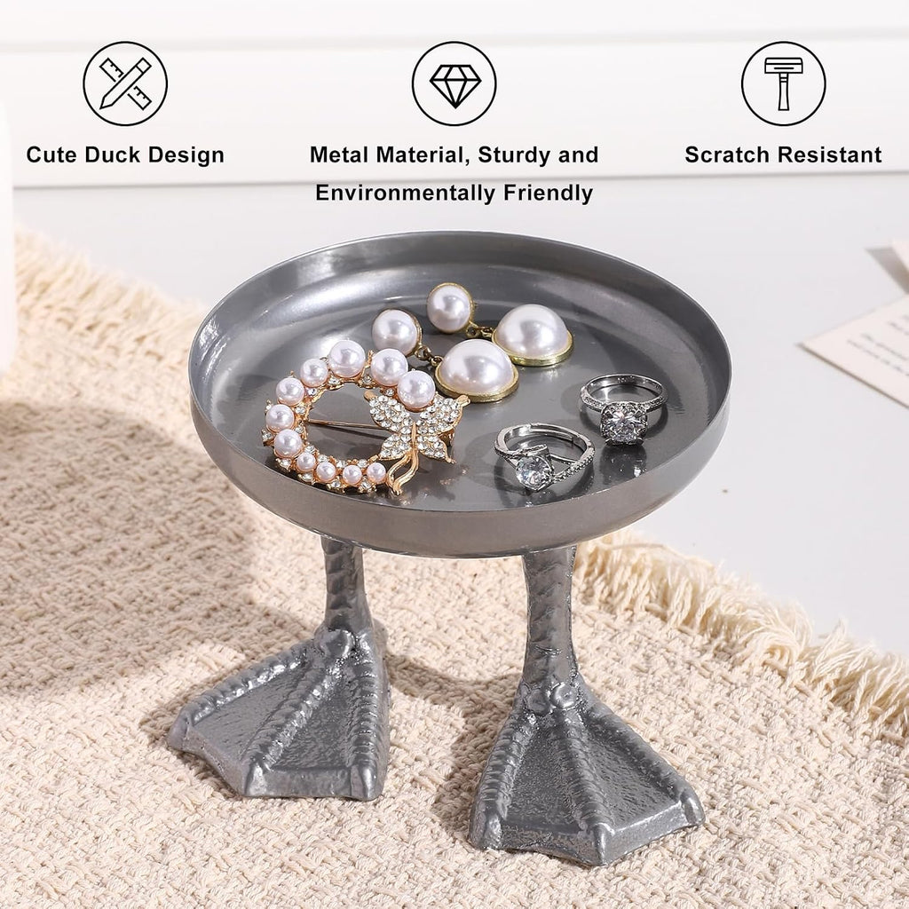 Duck Cute Jewelry Dish Tray. Ring Holder Dish Tray. Small Trinket Dish Tray.Jewelry Bowl.Silver.