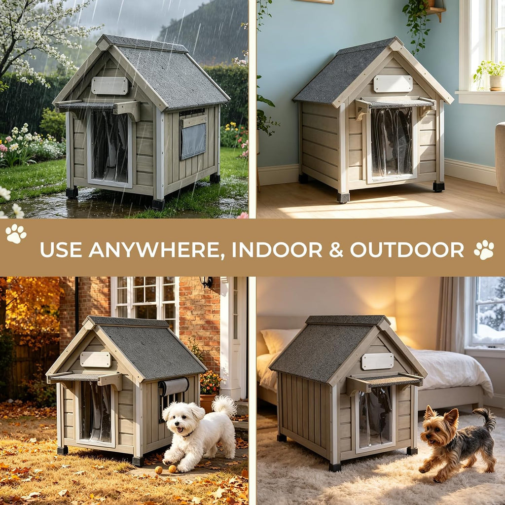Wooden Dog House Outdoor for Small Weatherproof Puppy Shelter