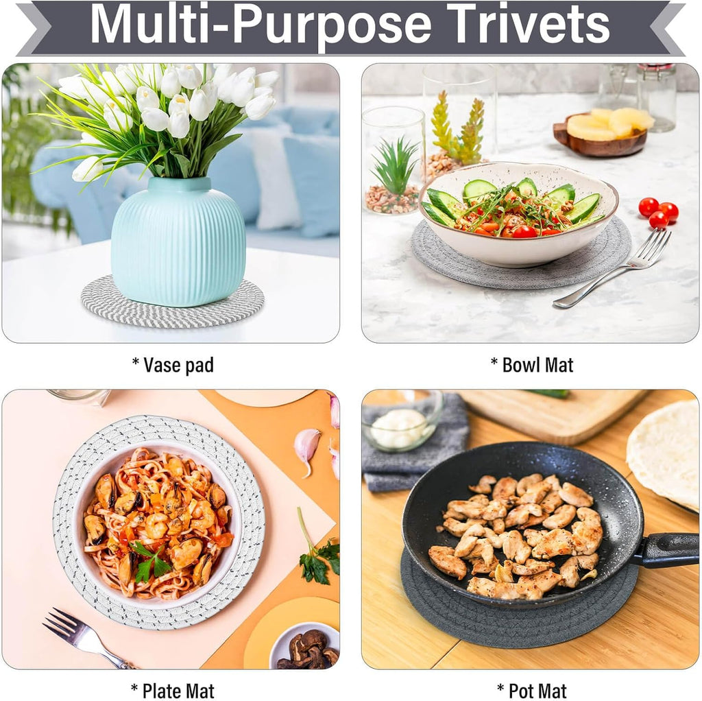 10" Trivets for Hot Dishes, Hot pots and Pans, Heat Resistant Pot Holders, Hot Pads for Countertops - Set of 4