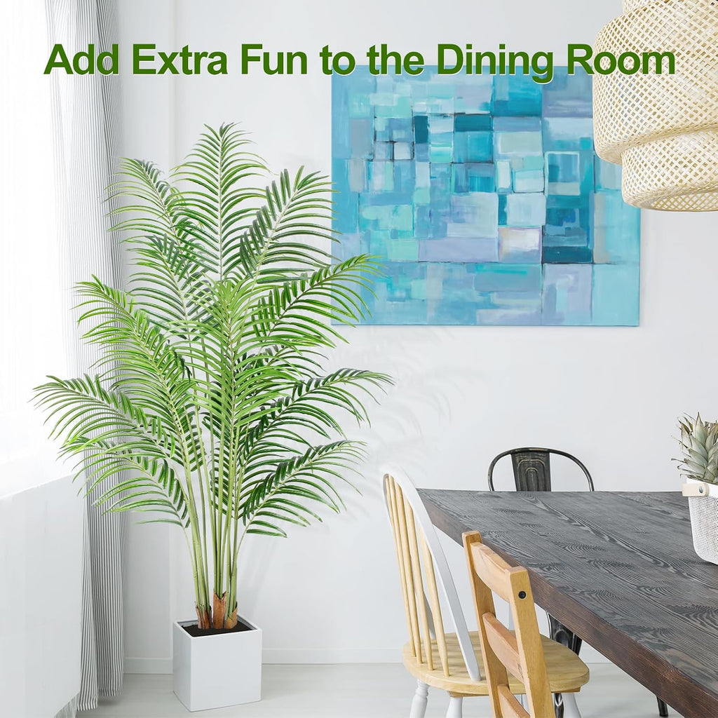 Artificial Palm Tree 6ft Tall Fake Palm Tree Indoor Decor with 18 Leaves and Real Bark Design Faux Tropical Areca