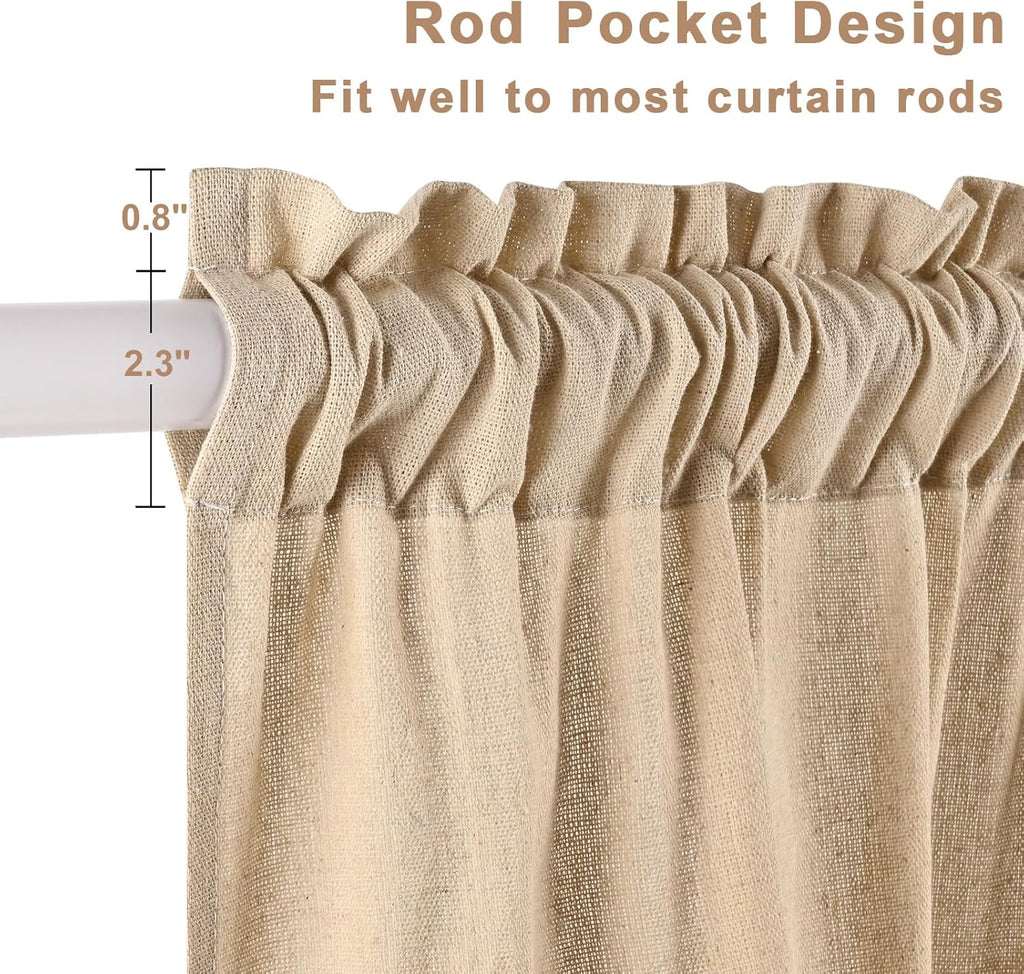 Linen Valances for Windows Farmhouse Window Valances with Ruffle Rustic Country Light Filtering Kitchen Valance