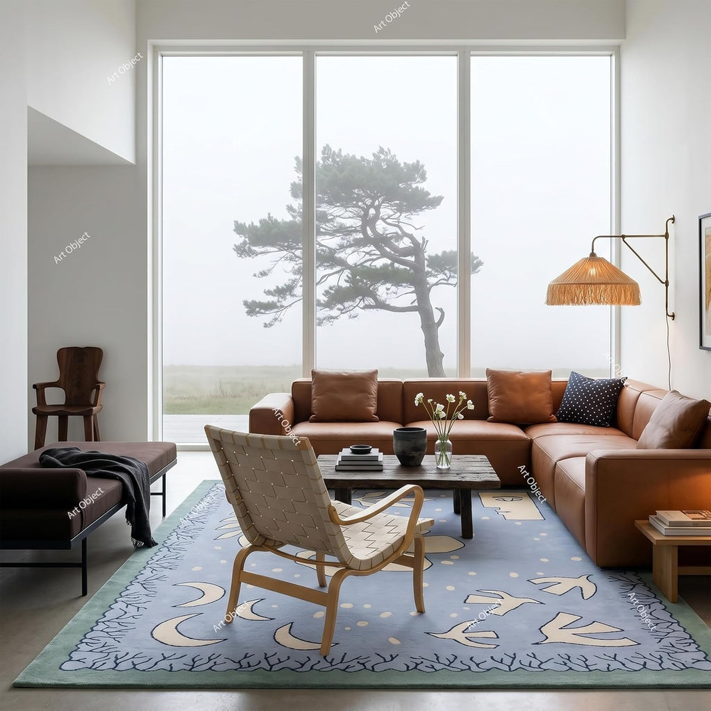 Hand Tufted Wool Area Rug, Scandinavian Abstract