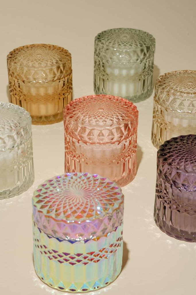 LEOBEN CO - Amber Saffron Scented Candle - 6oz, Prism Collection Design - 35 hr Burn Time - Poured in California - Set of 6