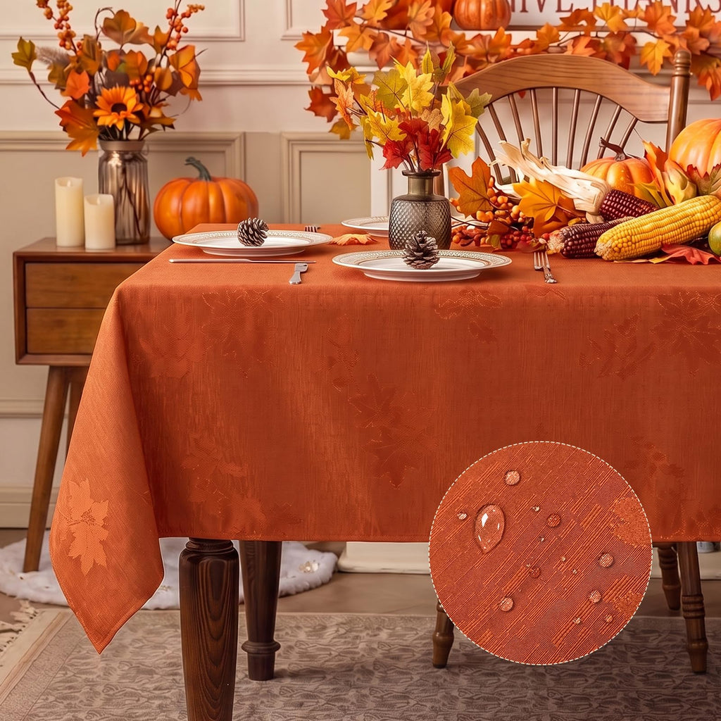 Fall Jacquard Rectangle Tablecloth 60 x 84 Inch Thanksgiving Decor