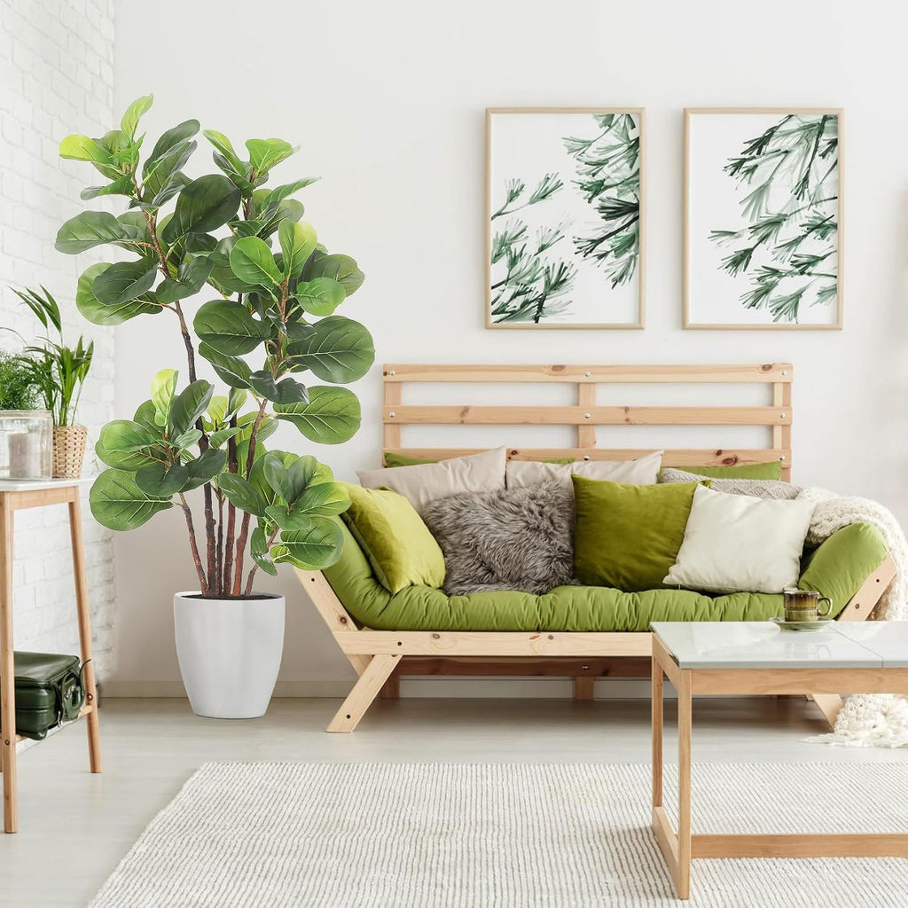 Faux Fiddle Leaf Fig Tree, 4 Ft Artificial Ficus Lyrata Plant