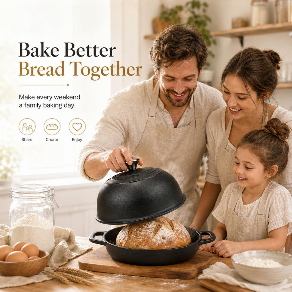 5QT Matte Black Enameled Cast Iron Dutch Oven for Bread Baking