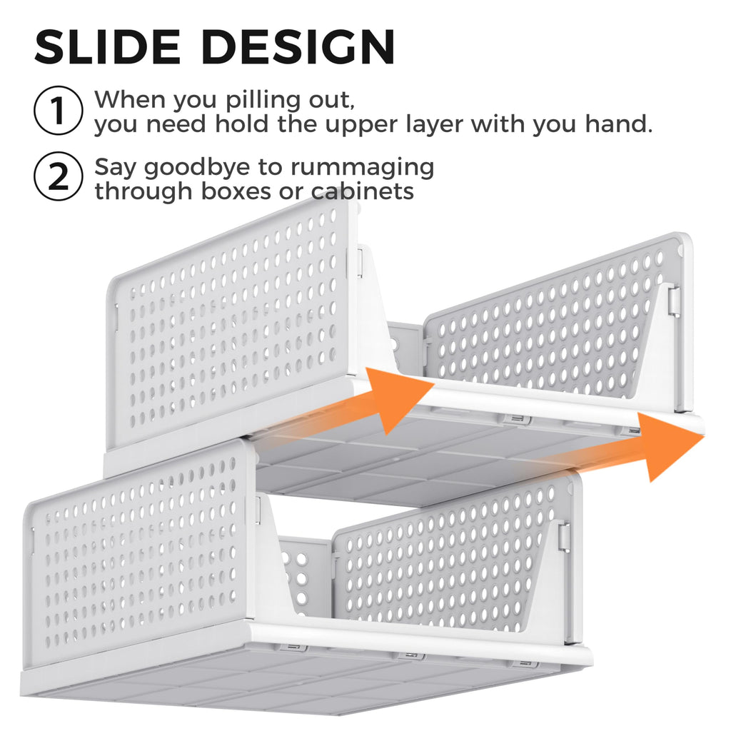 8 Pack Closet Organizer Storage Bins Stackable Plastic Drawer Shelf