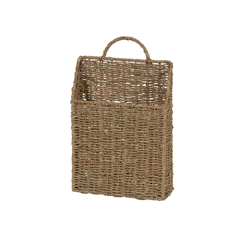 Rectangular Wicker Hanging Baskets, Set of 2, Small and Large, Handwoven Seagrass, Durable Metal Wire Frame