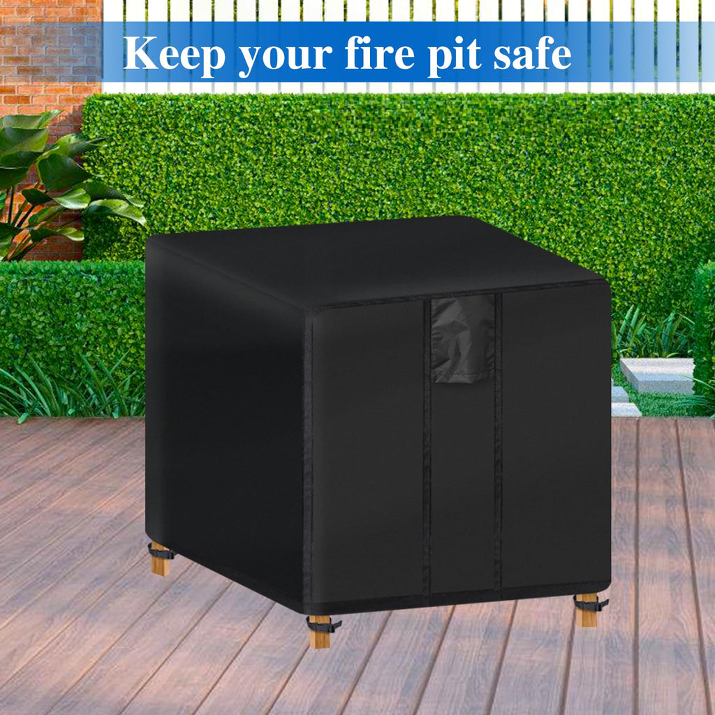 Fire Pit Cover Square- Waterproof Firepit Covers Square (21L x 21W x 35H inches, Black) Outdoor Fireplace Cover