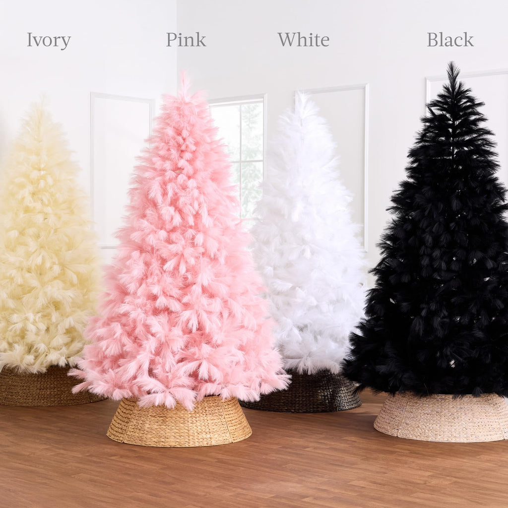 Artificial Black Pampas Christmas Tree, 6ft Premium Deluxe Unlit Pampas Grass Holiday Décor, Easy Assembly, Metal