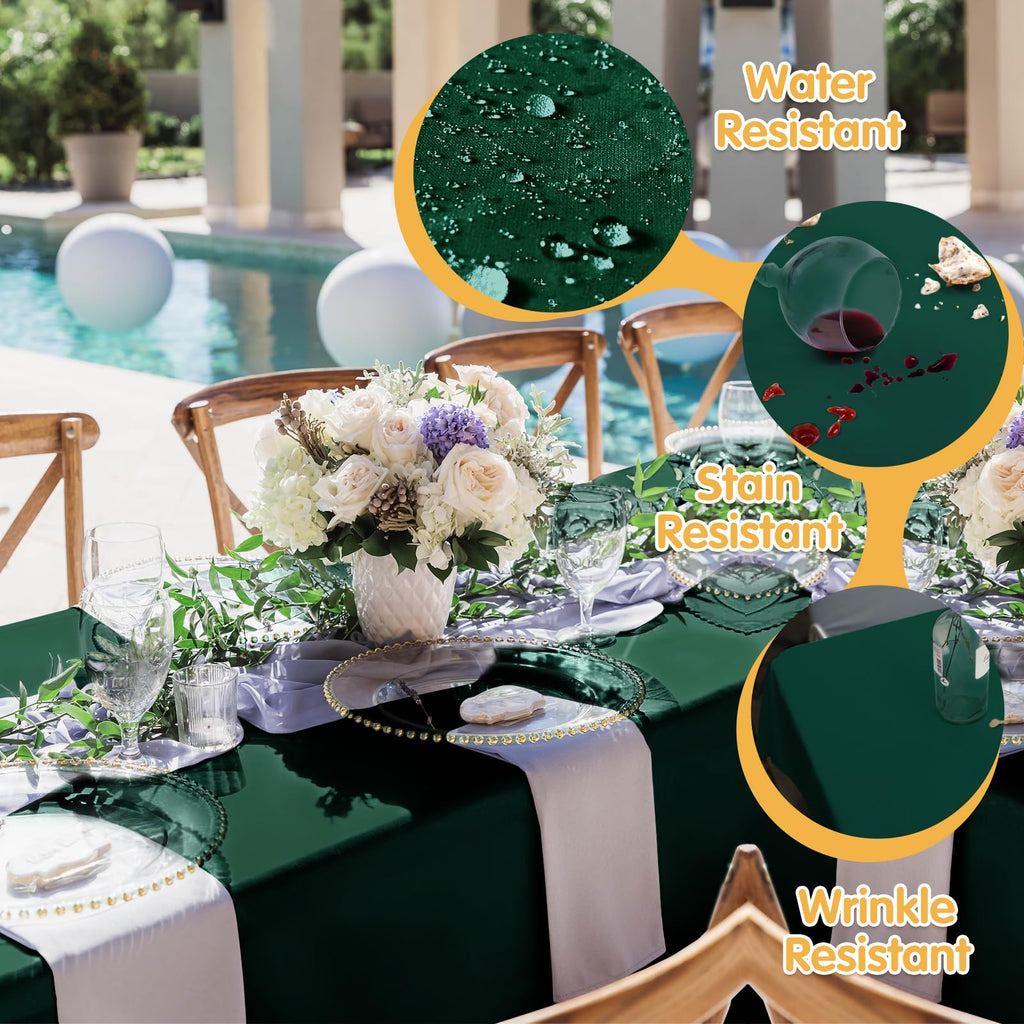 8 Pack Hunter Green Tablecloth 60x126 Inch for 8ft Rectangle Table