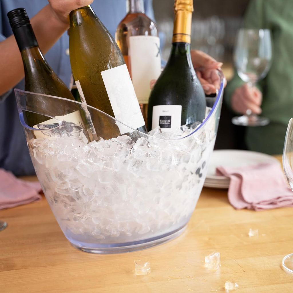 Chill Acrylic Ice Buckets for Parties and Drinks, 2.11 Gallons (8 Liters) Wine Beer Champagne Bucket, Beverage Tubs