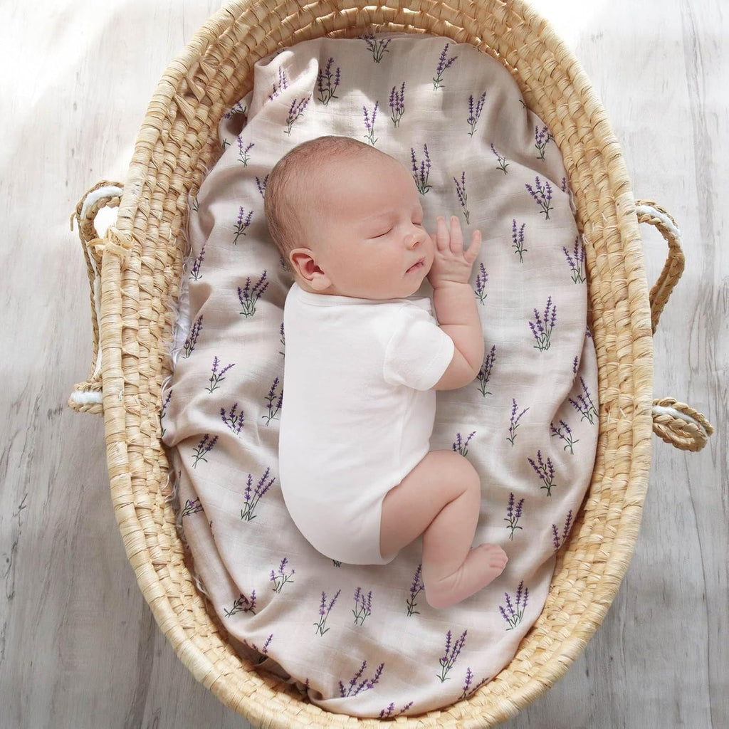 Baby Swaddle Blankets 2 Pack and Burp Cloths 2 Pack Set, Muslin Swaddling Wrap Receiving Blanket for Newborn, Organic