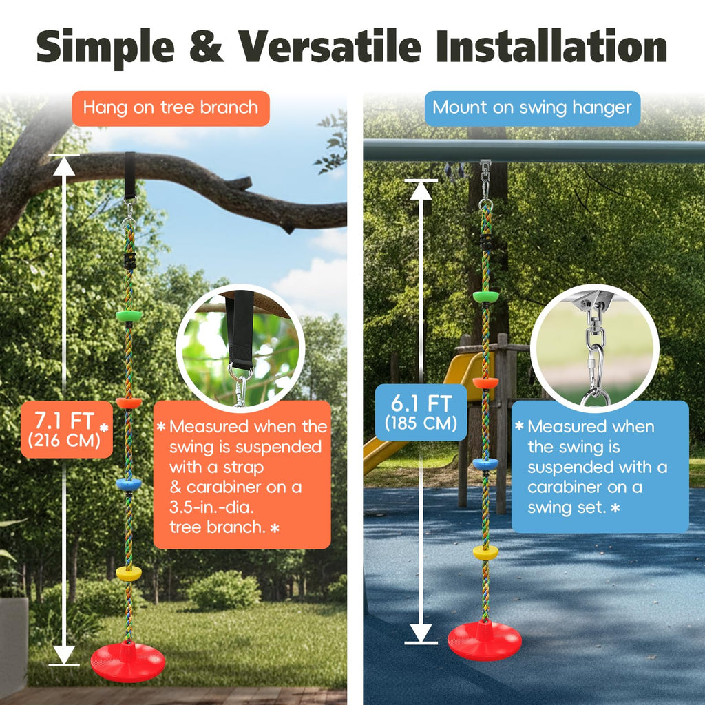 Rope Swing for Tree Climbing Rope for Kids Tree Swing for Kids Swing-Red