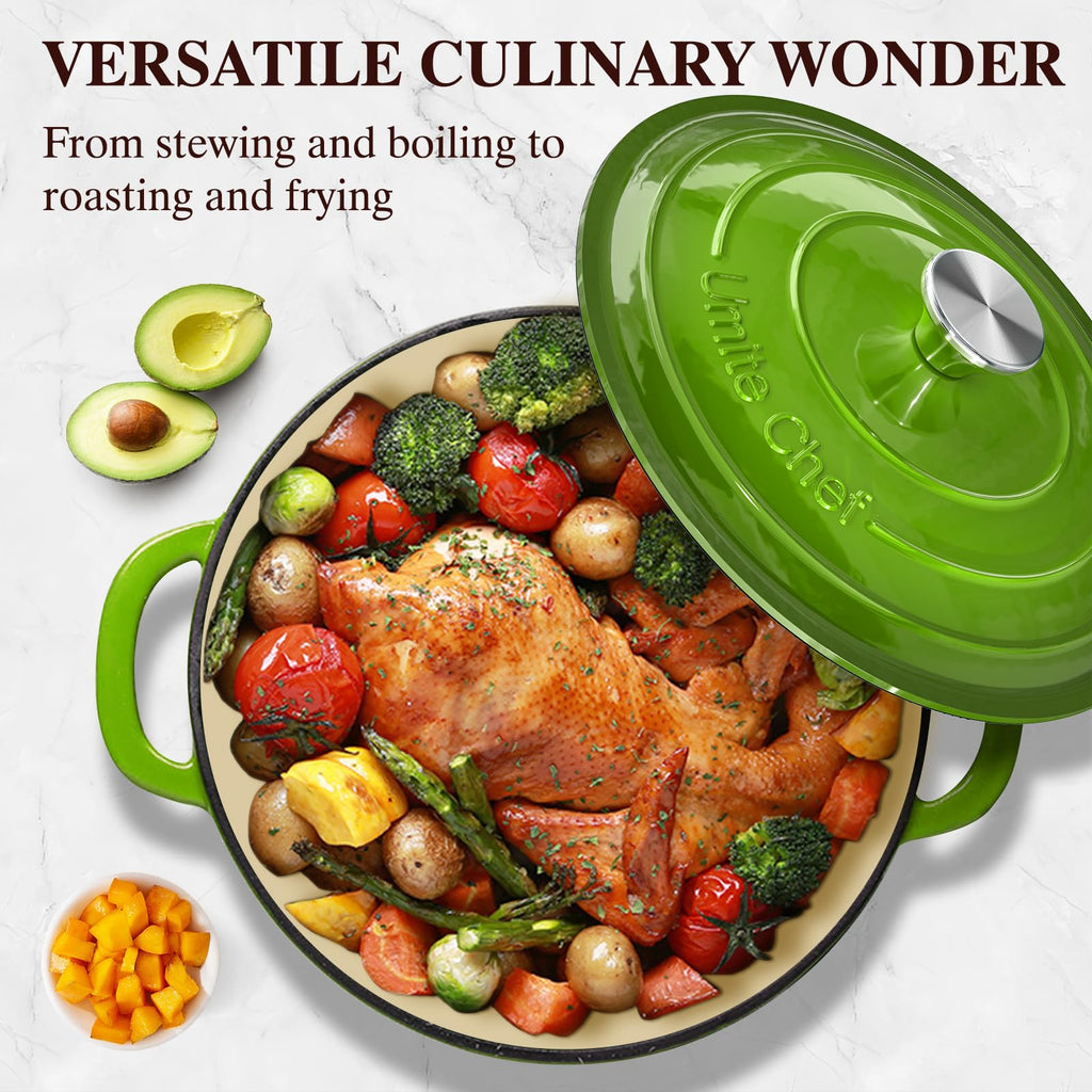 5QT Enameled Cast Iron Dutch Oven Pot with Lid, Heavy-Duty, Cookware for Bread Baking, Braising, Stews, Roasting