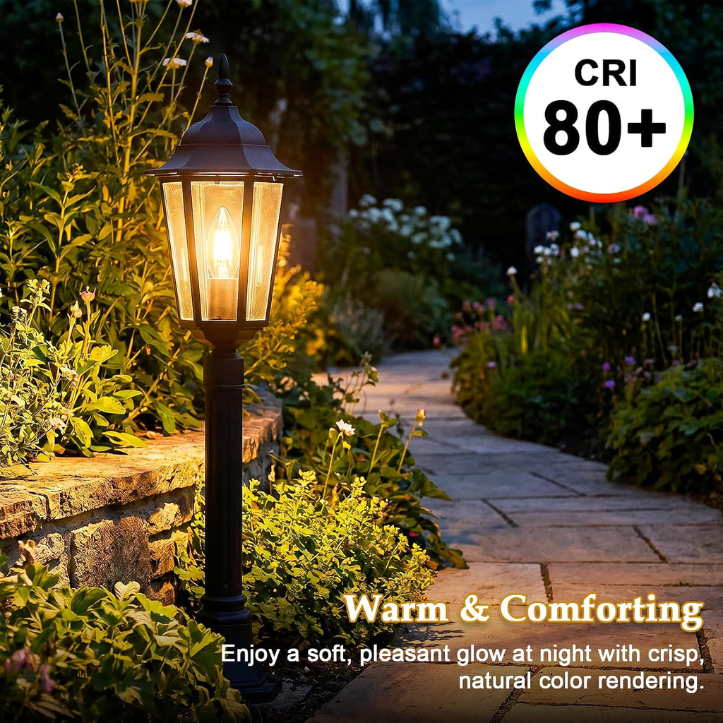 E12 Dusk to Dawn Light Bulbs Outdoor, C35 B11 5W 60W Equivalent 500LM 2700K Soft White Photocell Sensor Filament