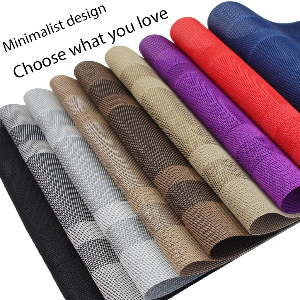 Placemats,Washable Vinyl Woven Table Mats,Elegant Durable Placemats for Dining Table Set of 4 (18 x 12 inches, Pure