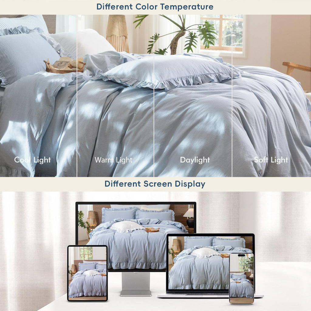 Ruffle Duvet Cover Set 100% Washed Cotton
