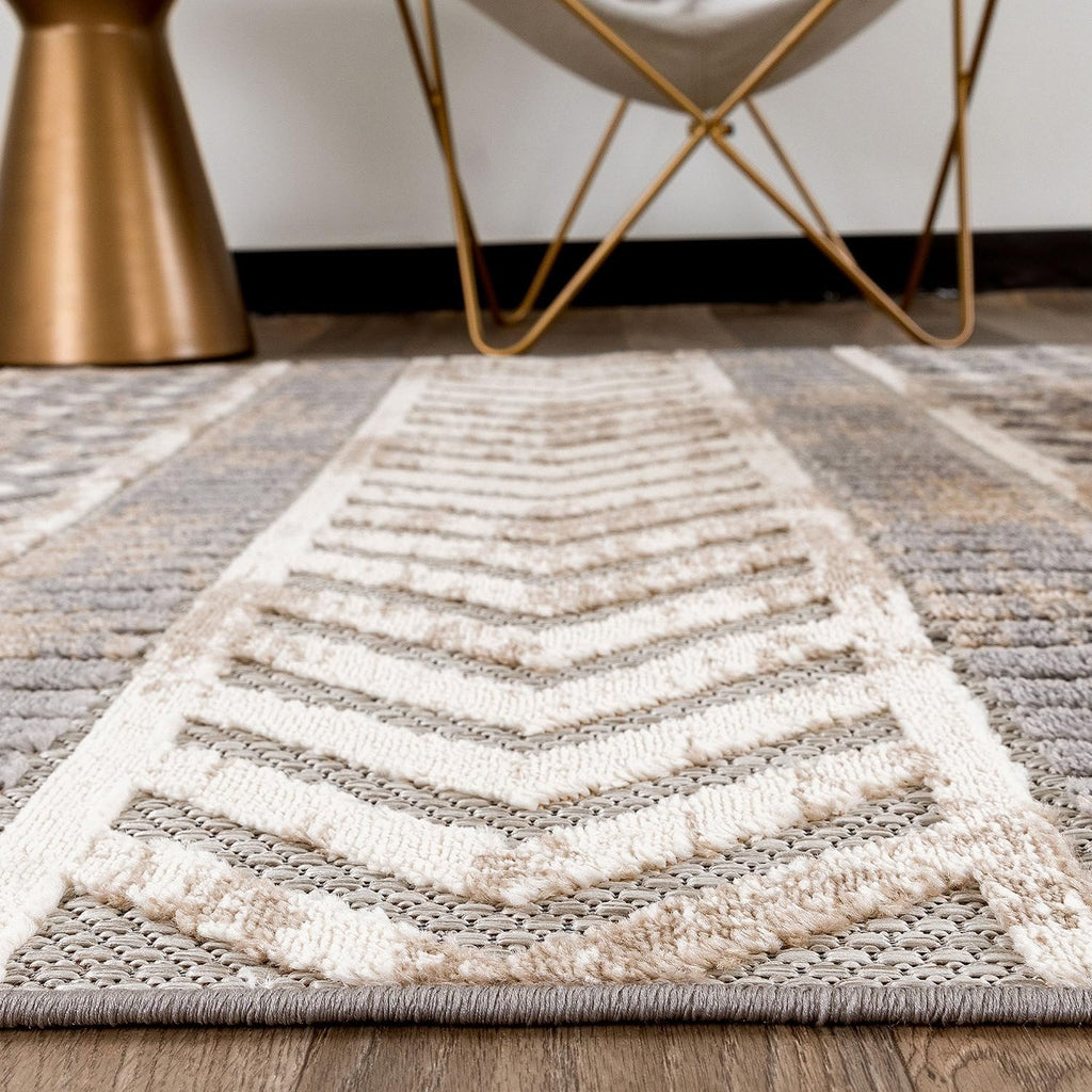 Tribal Stripe Indoor/Outdoor Area Rug, Beige