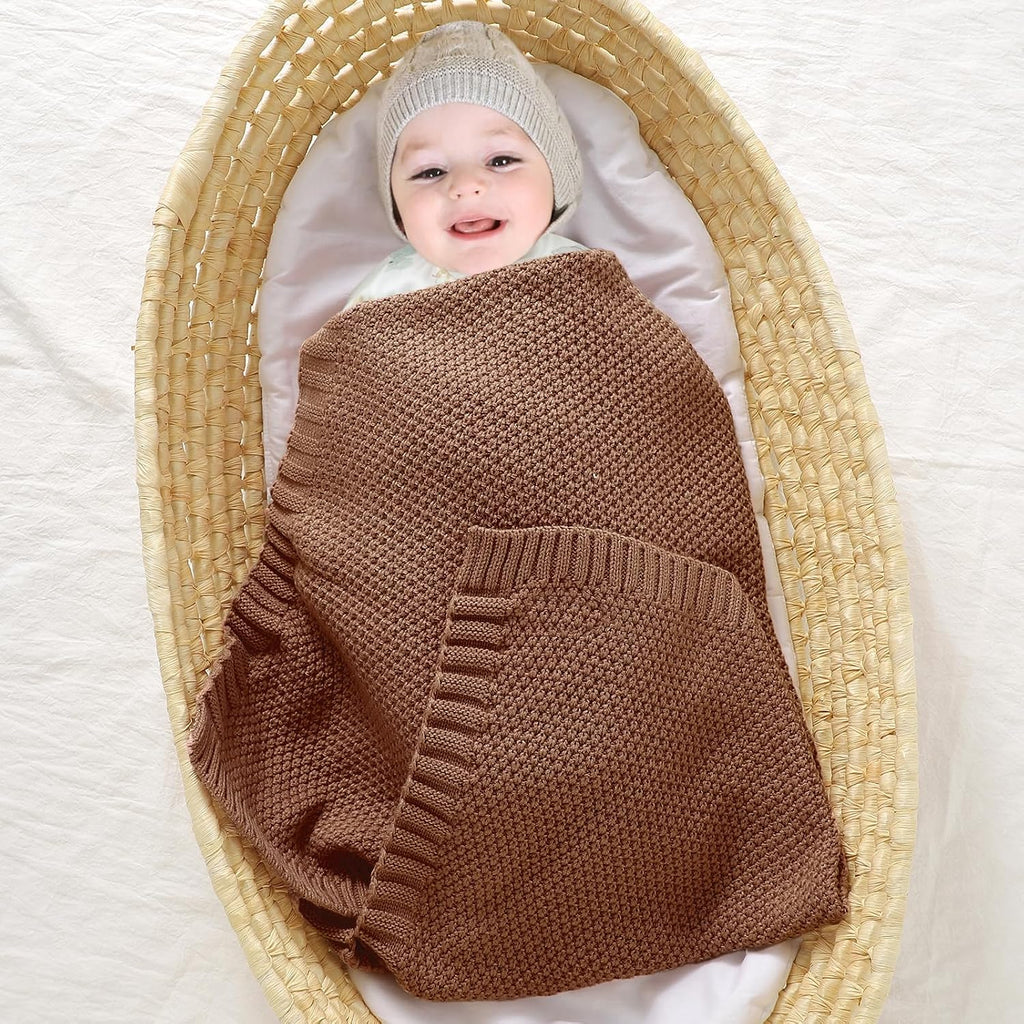 Baby Blanket Knit Toddler Blankets for Boys and Girls Beige 40 x30 Inch