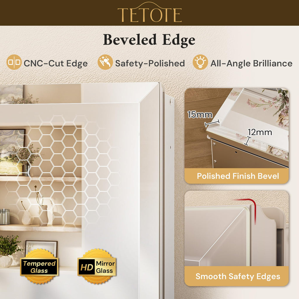 15 x 26 Bathroom Mirror with Storage with Tempered Beveled Mirror Silver Medicine Cabinet Aluminum Cabinet DTC