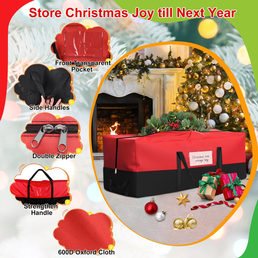 Christmas Tree Storage Bag, Fits Up 10 Ft Tall Artificial Trees, Heavy-Duty 600D Oxford Tree Bag with Reinforced