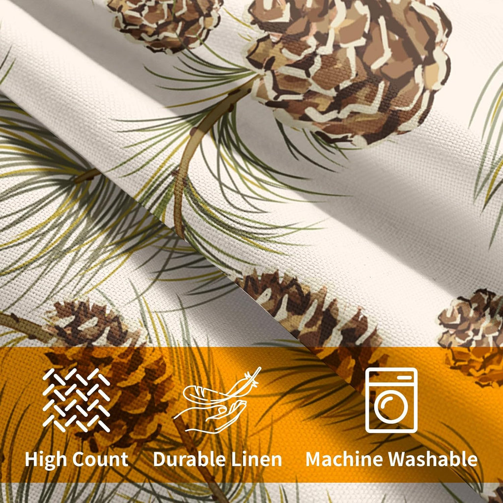 Winter Pine Cone Pillow Covers 18x18 Inch Christmas Theme Pinecone Plant Outdoor Throw Pillows Rustic Xmas - Set of 2